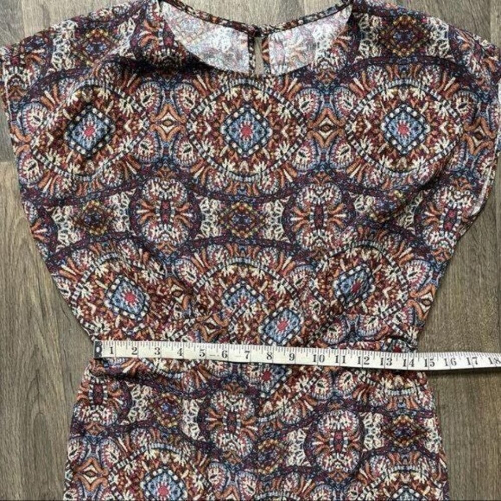 Multicolor Cap Sleeve Boat Neck Palazzo Jumpsuit Geometric Print Size M - Picture 6 of 11